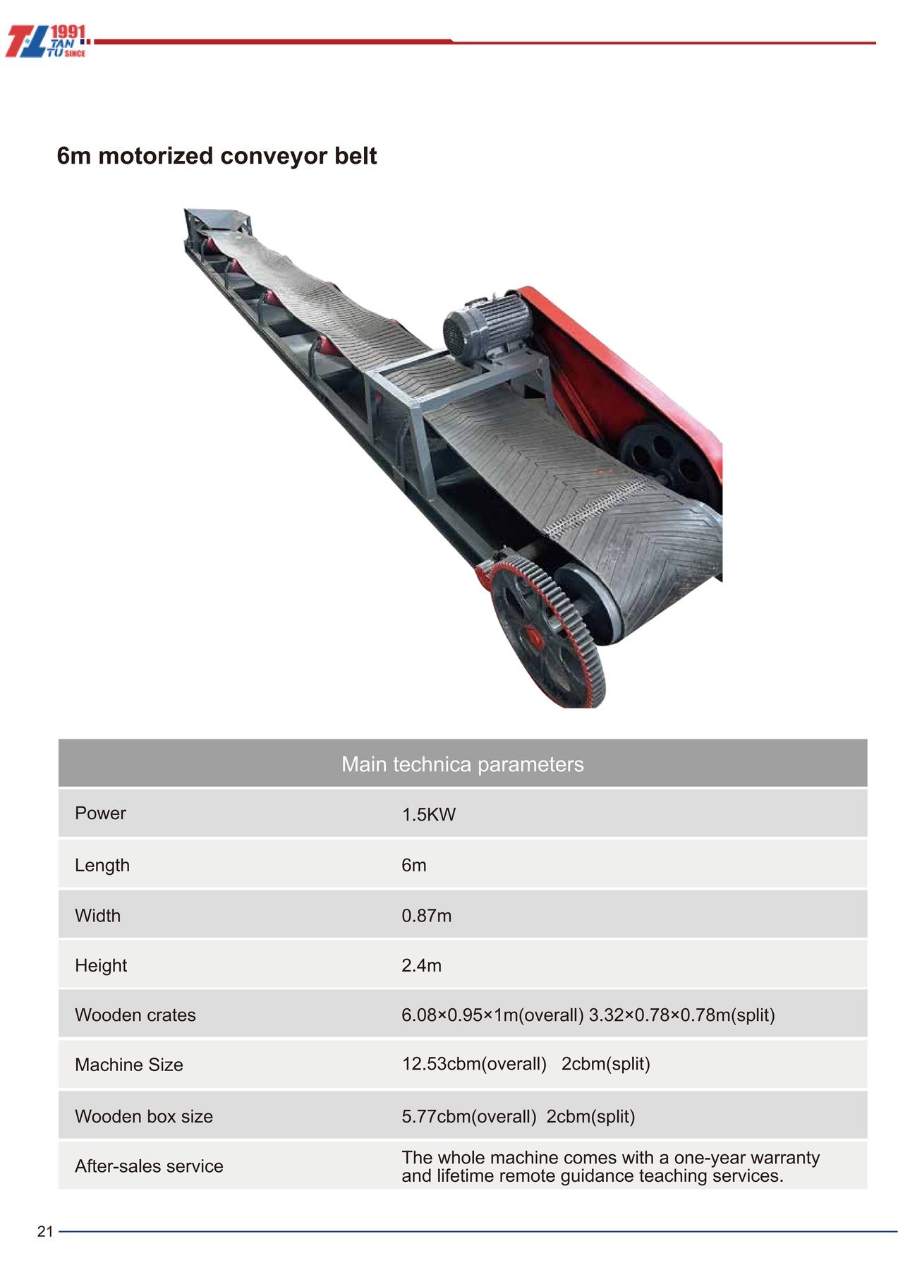 6m Motorized Conveyor Belt