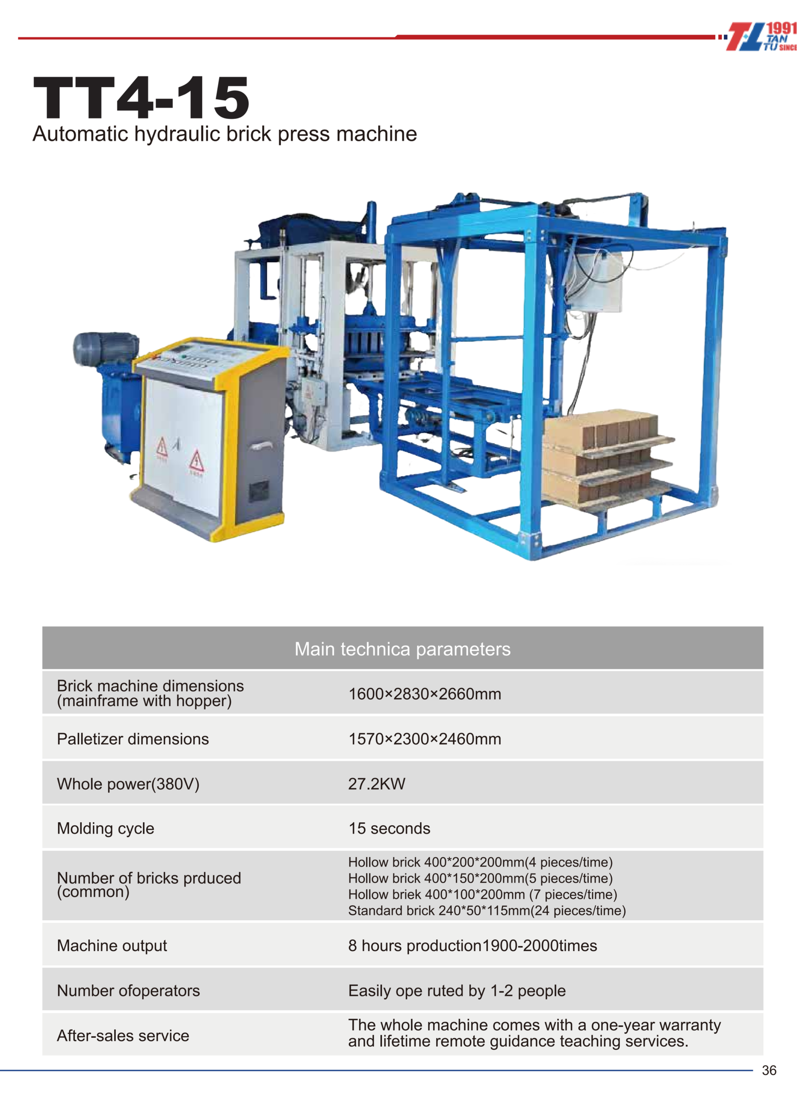 QT4-15 Automatic hydraulic brick press machine
