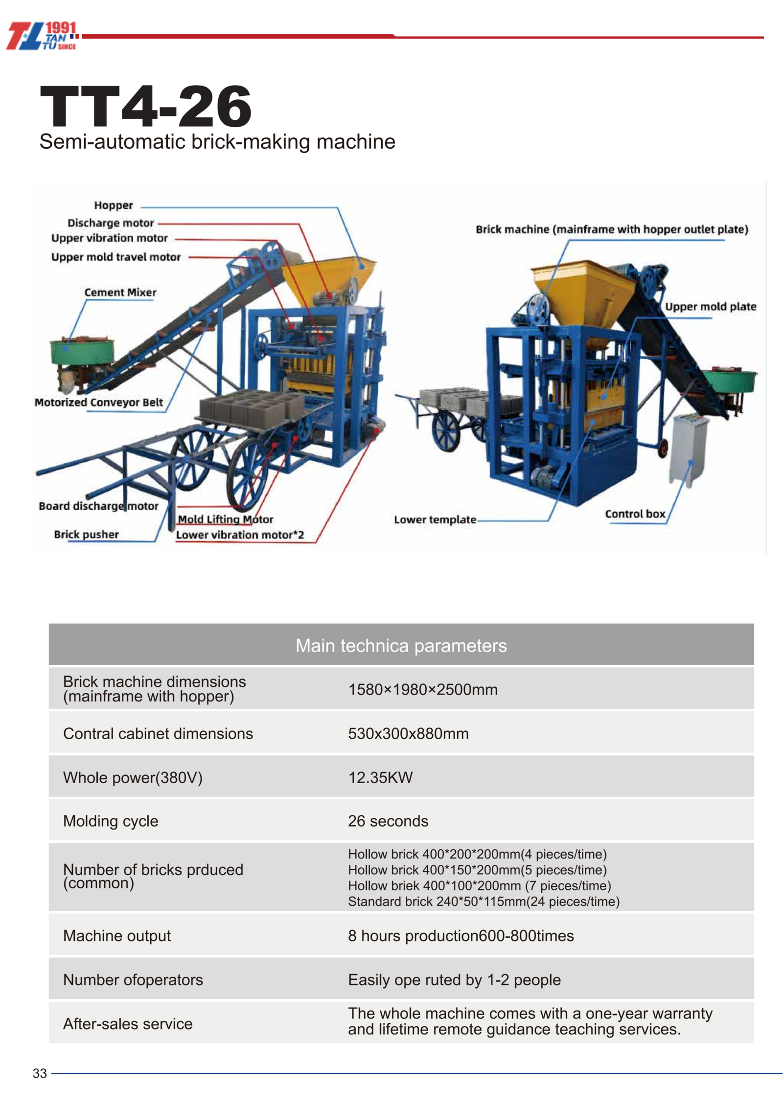 QT4-26 Semi-automatic brick-making machine