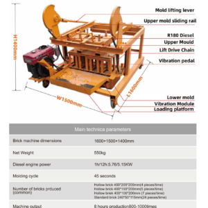 TT4-40 Diesel brick making machine technical parameters