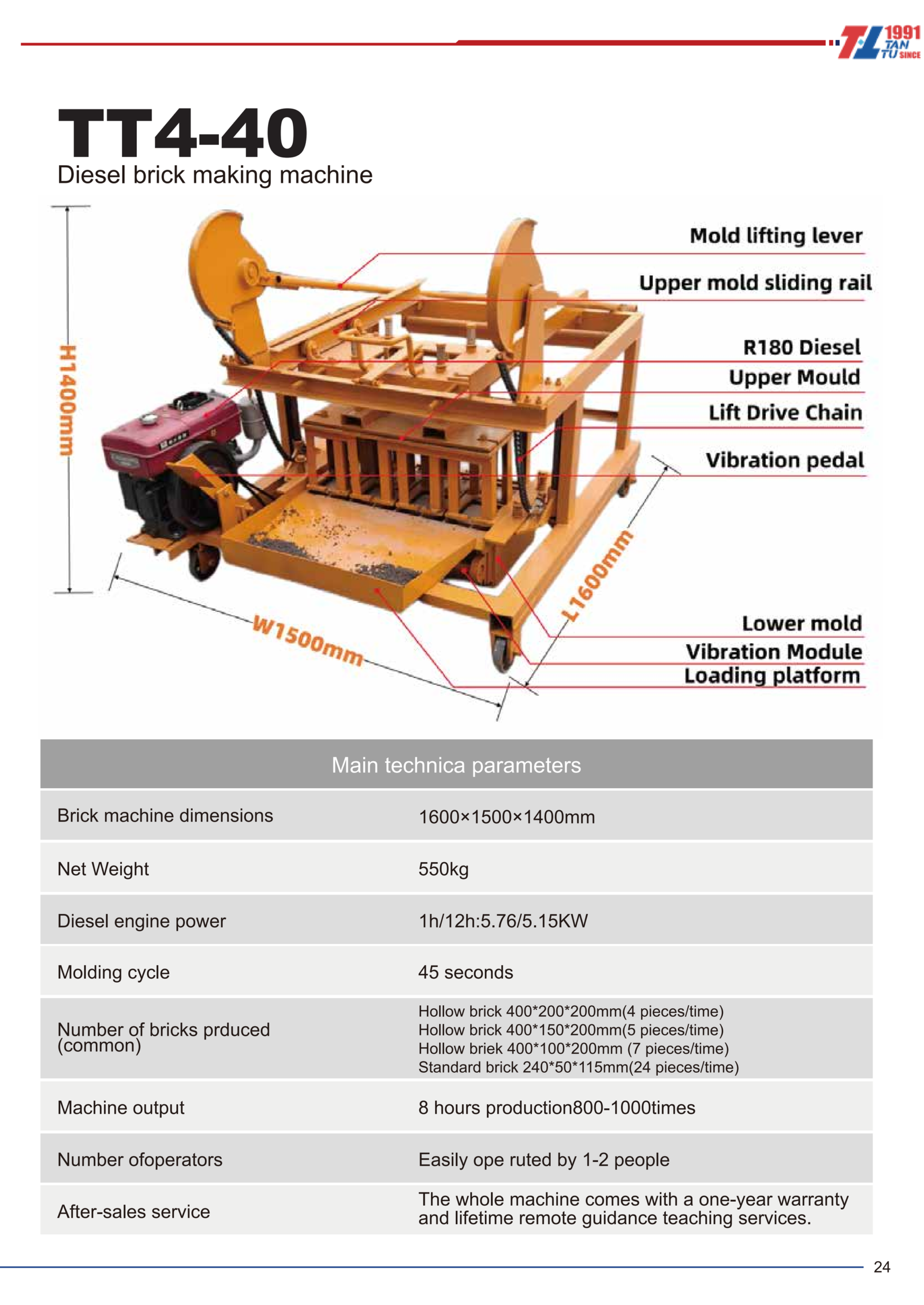 QT4-40 Diesel brick making machine