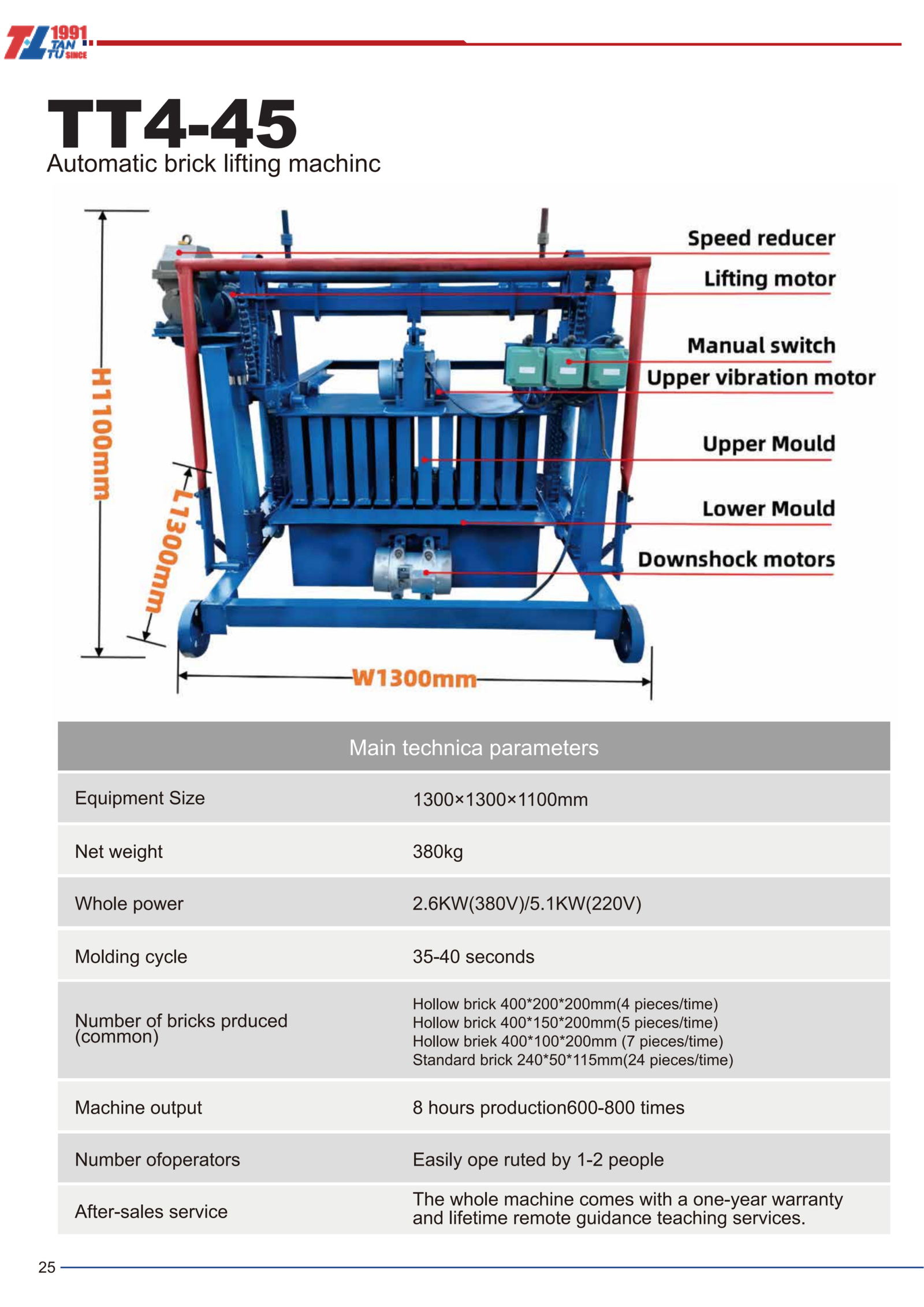 QT4-45 Automatic brick lifting machine