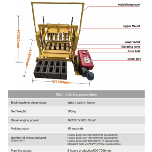 TT4-45 Diesel Direct Push brick making machine technical parameters