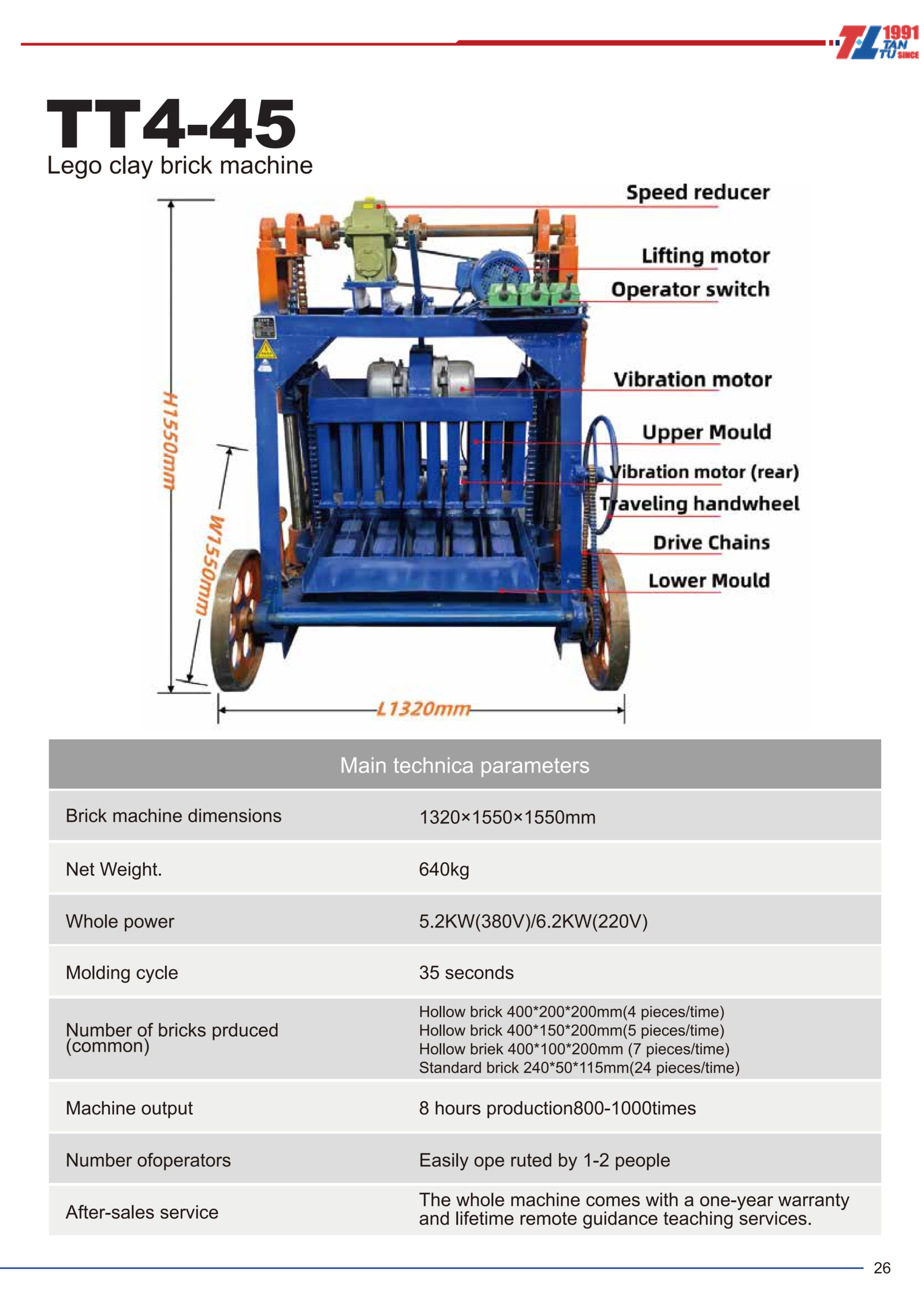 QT4-45 Lego clay brick machine