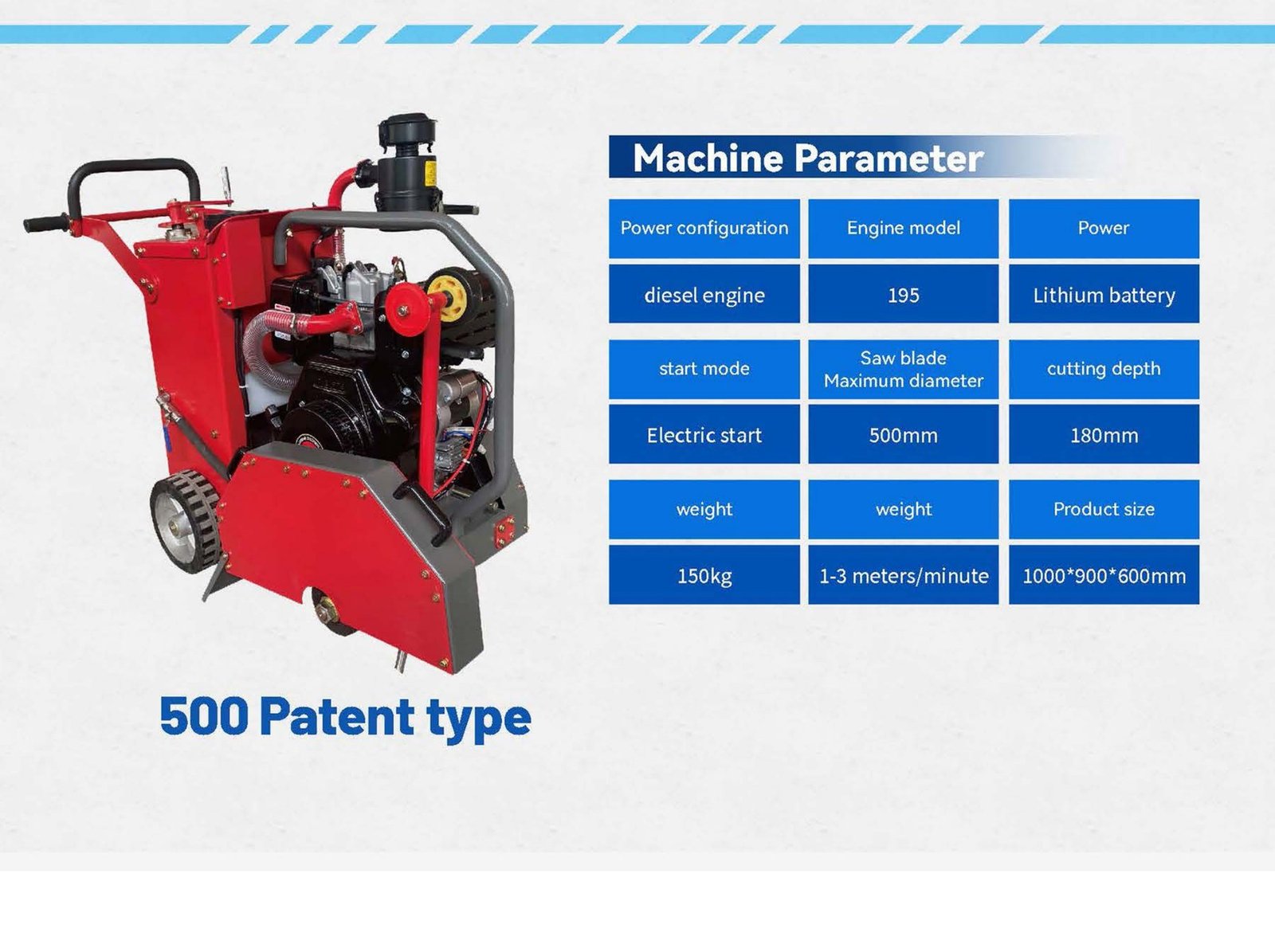 Pavement Cutting Machine image 3 Pavement Cutting Machine - 500 patent type pavement cutting machine parameters