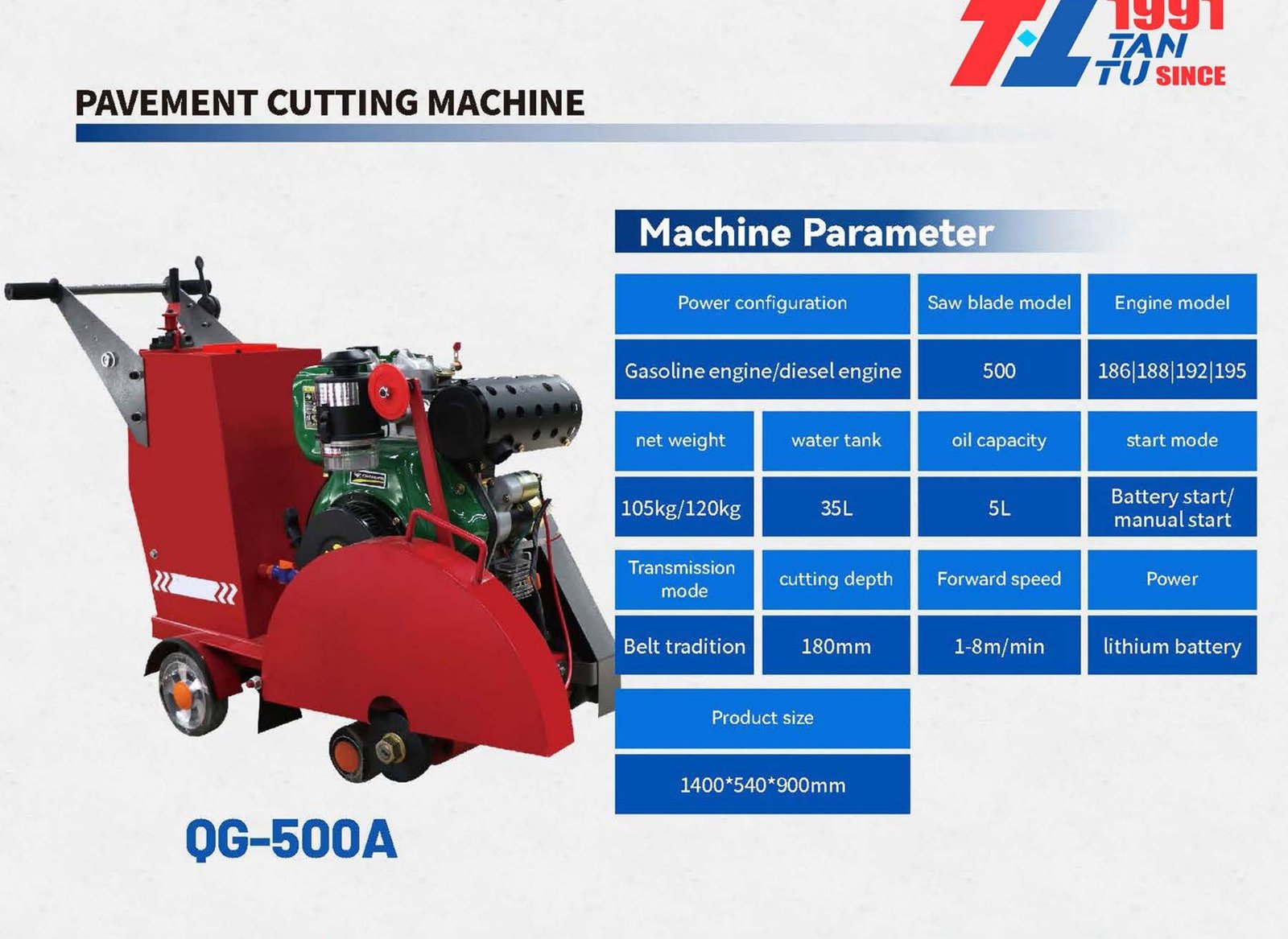 Pavement Cutting Machine image 4 Pavement Cutting Machine - QG-500A pavement cutting machine parameters