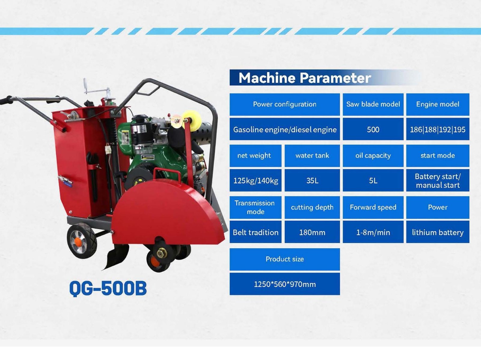 Pavement Cutting Machine image 5 Pavement Cutting Machine - QG-500B pavement cutting machine parameters