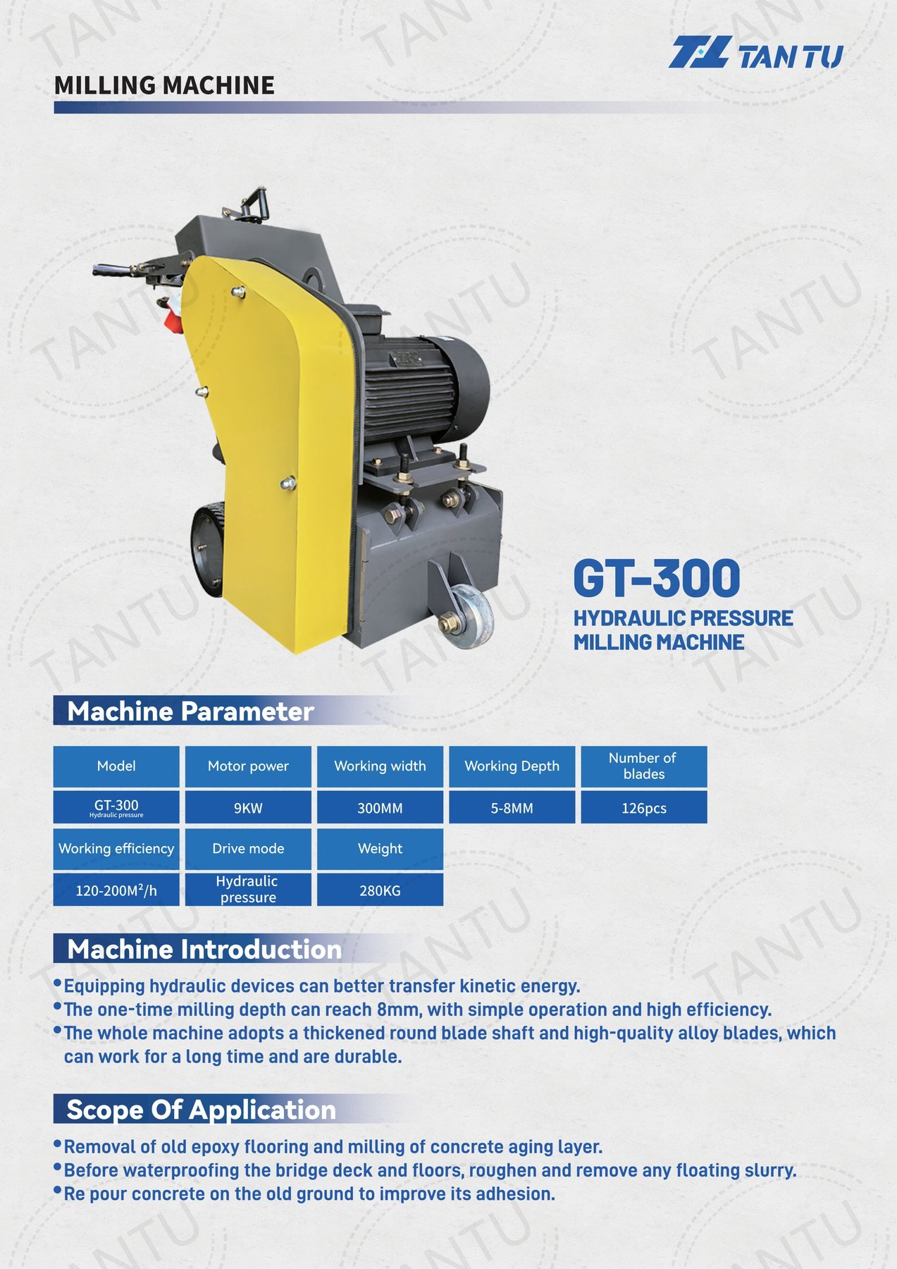 Pavement Milling Machine image 1 Pavement Milling Machine - GT-300 hydraulic pressure pavement milling machine technical parameters