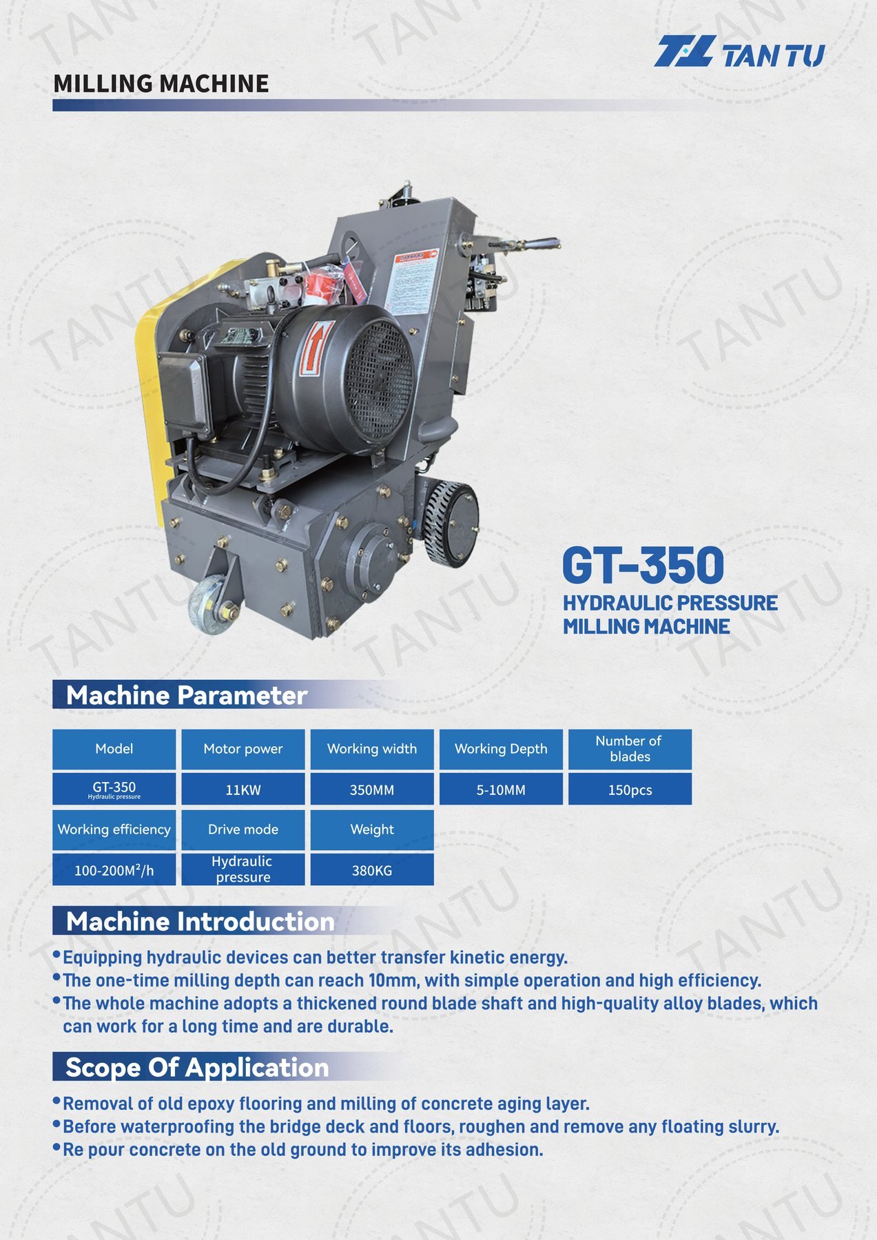 Pavement Milling Machine image 3 Pavement Milling Machine - GT-350 hydraulic pressure pavement milling machine technical parameters