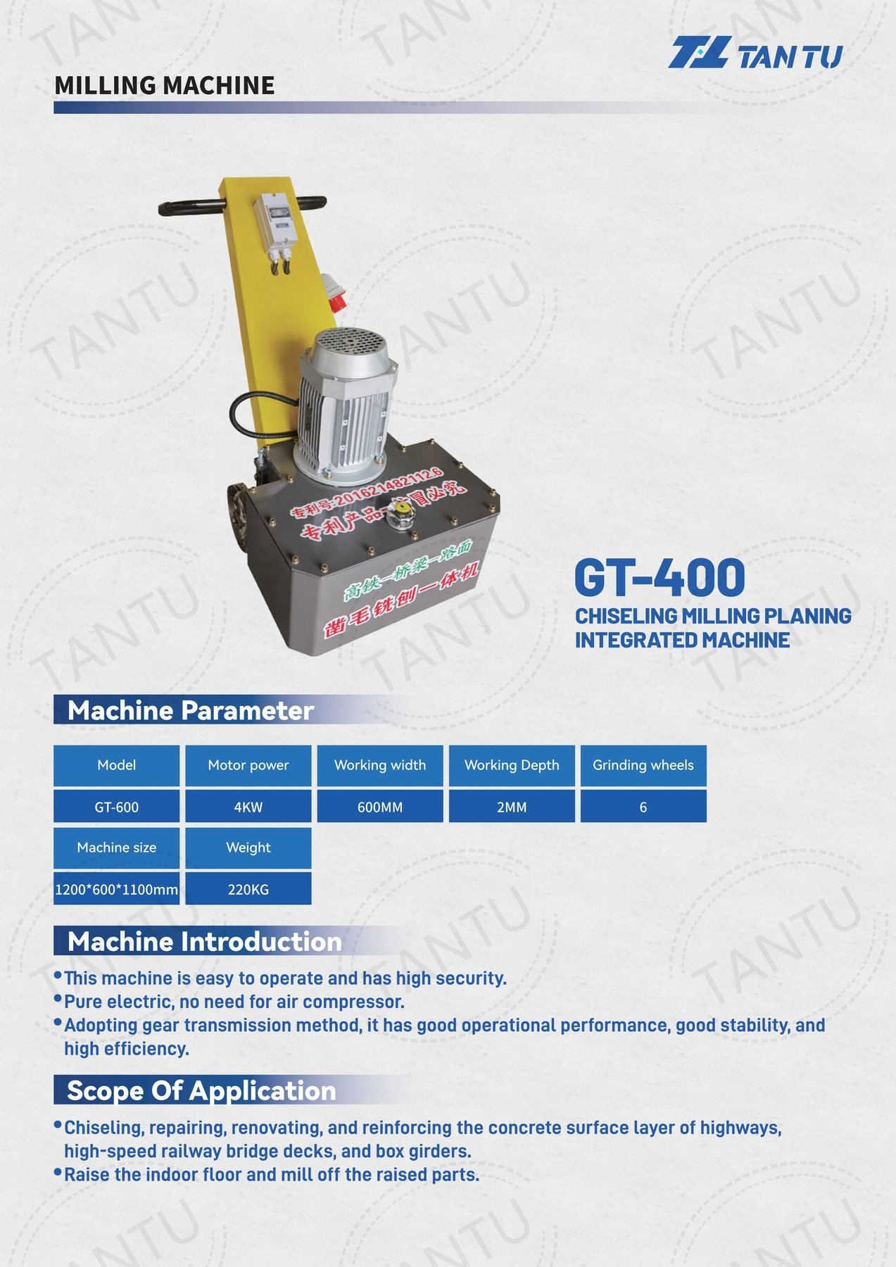 Pavement Milling Machine image 6 Pavement Milling Machine - GT-600 chiseling milling planing integrated machine technical parameters