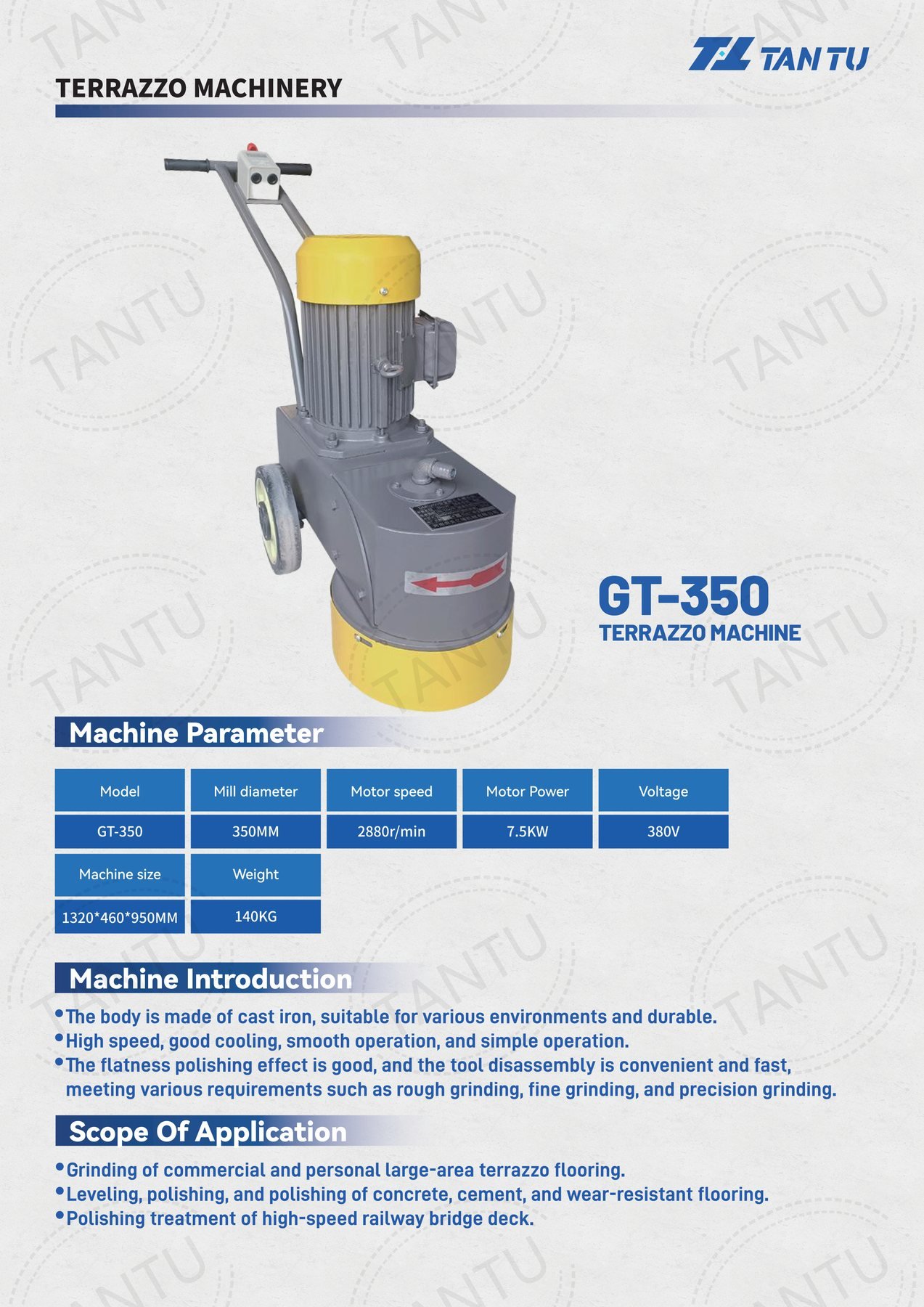 Terrazzo Machine image 3 Terrazzo Machine - GT-350 terrazzo machine technical parameters